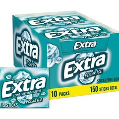 EXTRA Polar Ice Sugarfree Gum, 15 Sticks (Pack of 10)