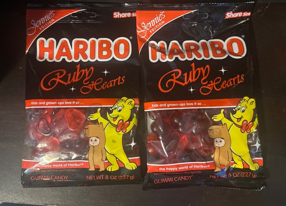 LOT OF 2 Haribo Jennie Ruby Hearts Jennie’s Edition Share Size 8oz – BRAND NEW