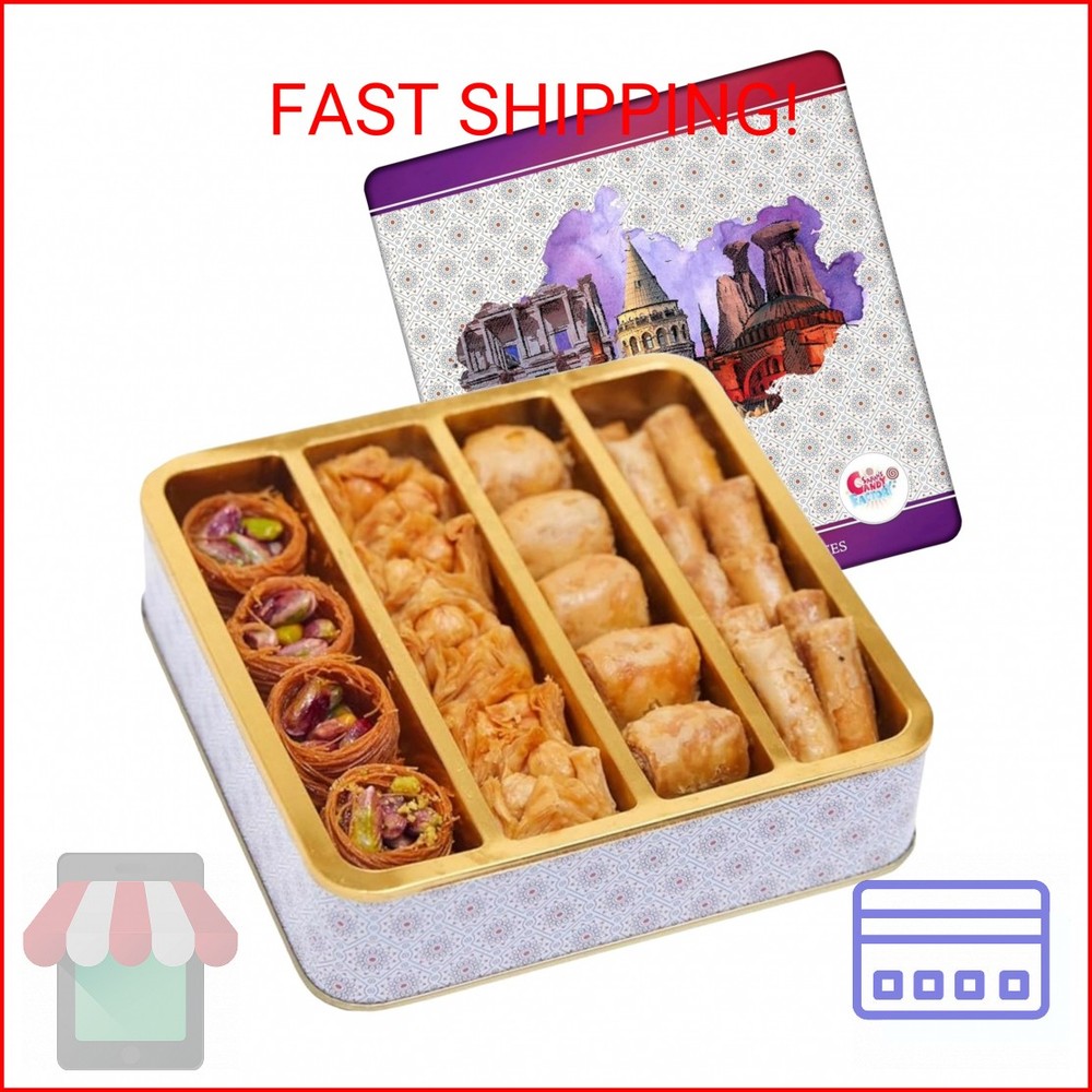 Sarah’s Candy Factory Assorted 0.5 Lb Premium Baklava Pastry Gift Box Halal Snac