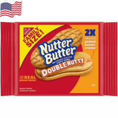 Nutter Butter Double Nutty Peanut Butter Sandwich Cookies, Family Size, 15.27 oz