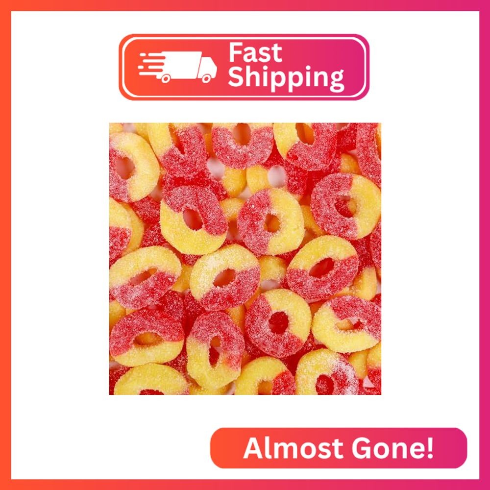 Smarty Stop Gummy Ring Candy – Chewy Fruit-Flavored Edible Gummies (Peach, 2 Pou
