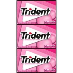 Trident Bubblegum Sugar Free Gum, 12 Packs of 14 Pieces (168 Total Pieces)