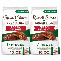 Russell Stover Sugar free Milk chocolate Pecan Delight Stand Up Bag 10 OZ 2Pack