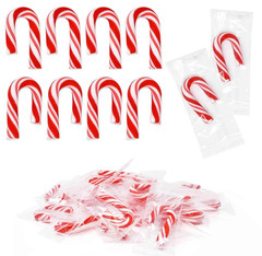 Christmas Mini Candy Canes Individually Wrapped Peppermint Flavor 100 Pack | Red