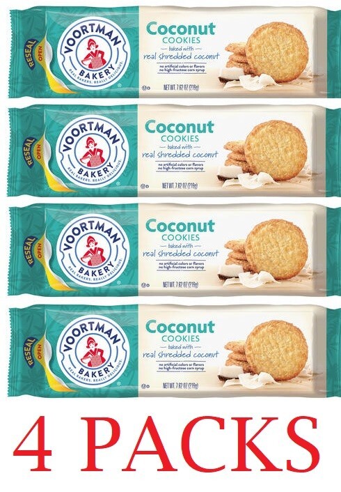 4x Voortman Bakery Coconut Cookies 7.62 Oz Pack NEW – FREE SHIPPING – 4 PACKS