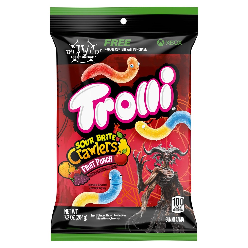 Trolli Sour Brite Crawlers Candy Fruit Punch Sweet and Sour Gummy Worms 7.2 oz