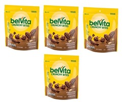 4 Pack belVita Crunchy Bites Chocolate 5 oz Bags – Bite Size Whole Grain Holiday