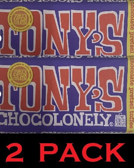 2x Tony’s Chocolonely 42% Dark Milk Chocolate Pretzel Toffee Bar 6.35oz – 2 PACK