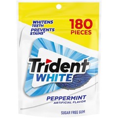 Trident White Sugar Free Gum, Peppermint, 180 180 Count (Pack of 1),