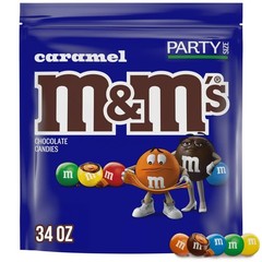 M&M’S Caramel Milk Chocolate Candy Bulk Pack, Party Size, 34 oz Resealable Bag f