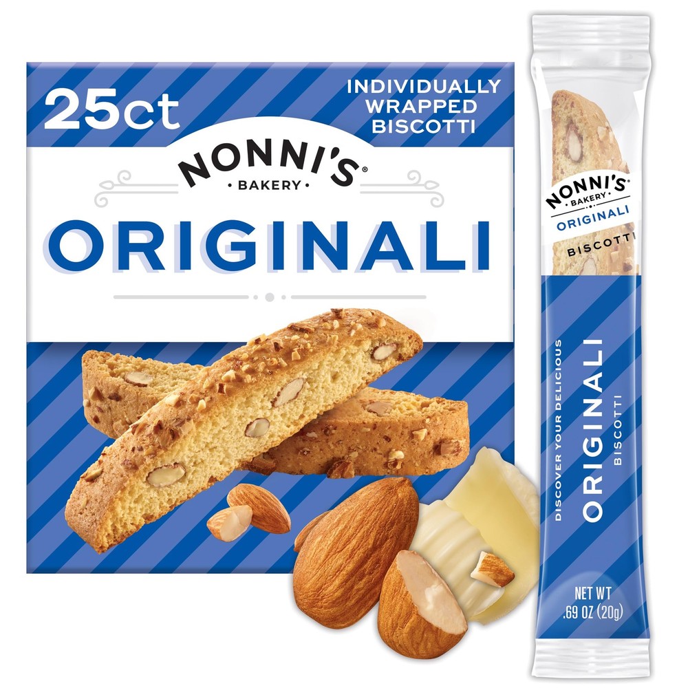 Nonni’s Originali Classic Almond Biscotti Cookies Individually Wrapped, 25ct