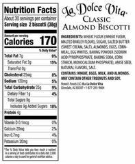 La Dolce Vita Classic Italian Biscotti Almond 40 Ounce