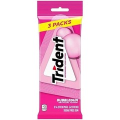 Trident Sugar Free Gum, Bubblegum Flavor, 3 Packs (42 Pieces Total)