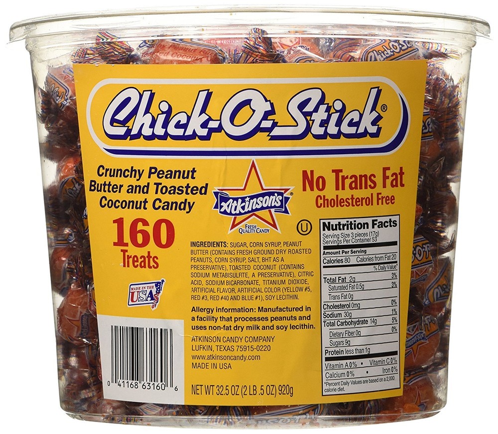 Chick O Sticks Peanut Butter Toasted Coconut Candy 160 Count Retro Jar