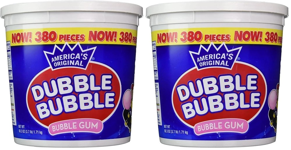 Dubble Bubble Tub, Original Flavor, 380-Count, 60.3 Oz(3.7 Lb) (Pack of 2)