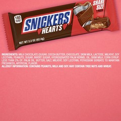 Snickers Hearts Valentines Day Milk Chocolate Candy Bar Share Size 2.2oz Limited