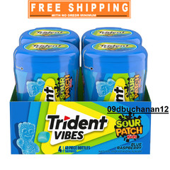 Trident Vibes SOUR PATCH KIDS Blue Raspberry Sugar Free Chewing Gum 40 Count