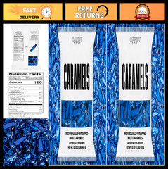 Individually Wrapped Caramels – 2 lb Bulk Candy – Navy Blue Wrapper – Pack of 2