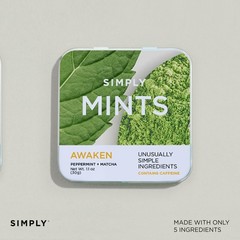 SIMPLY MINTS Caffeinated Natural Peppermint 1.1 Ounce (Pack of 6), Green