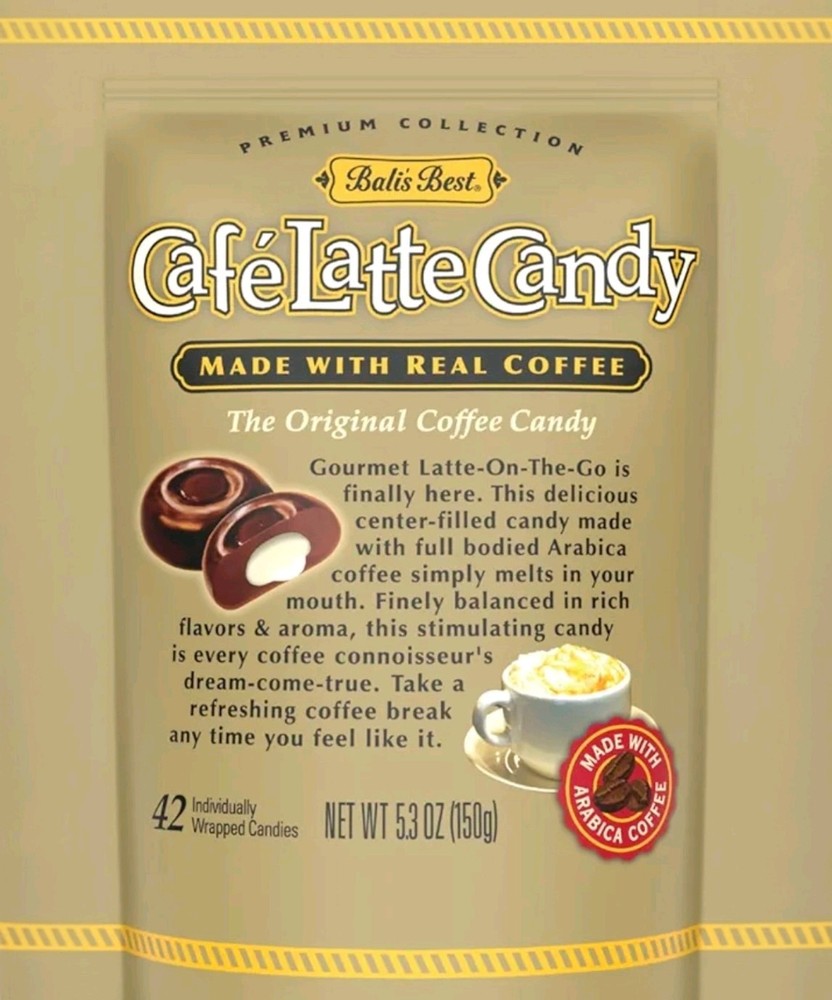 BALI’S BEST CAFE LATTE CANDY – Hard Candies with filled centers. 1 bag of 42 pc