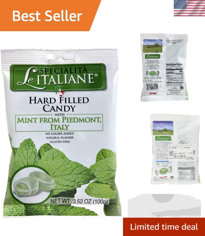 Delicate Mint Filled Hard Candy from Italy – Pack of 3, Individually Wrapped