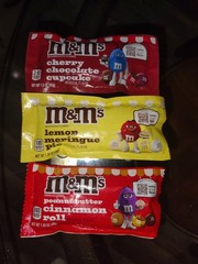 M&M’s White Chocolate Lemon Meringue, Cherry Cupcake, Peanut Butter Assortment