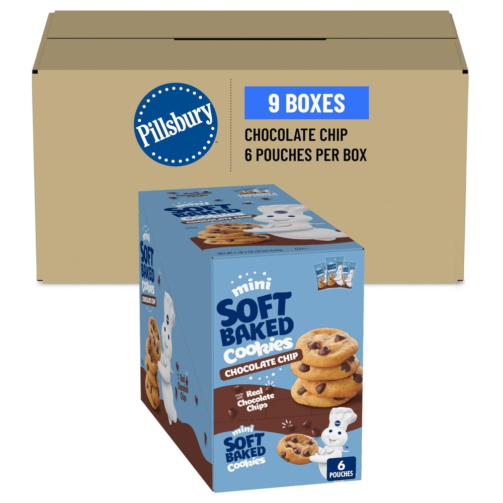 Pillsbury Chocolate Chip Soft Baked Cookies 18Oz Pack Of 9 Mini Treats