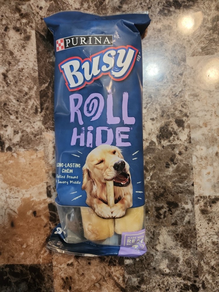 Purina Busy Rawhide Large Breed Dog Bones, Rollhide 2ct Pouch Dog Treat