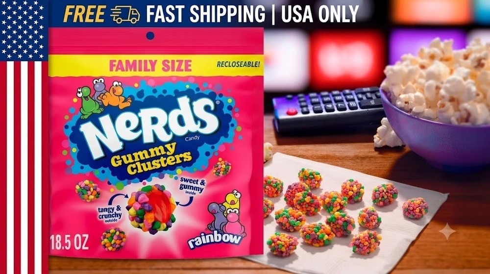 NERDS gummy clusters,candy, rainbow,crunchy and gummy, 18.5 oz bag…