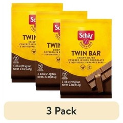 (3 pack) Schar Gluten Free Twin Bar, Chocolate Covered Crispy Wafer Bar, Paper