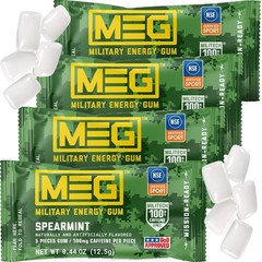 MEG – Military Energy Gum – Spearmint | 100mg Caffeine Per Piece for Physical Pe