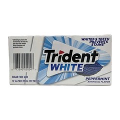 Trident White Peppermint Sugar Free Gum 12 Packs of 16 Pieces (192 Total Pieces)