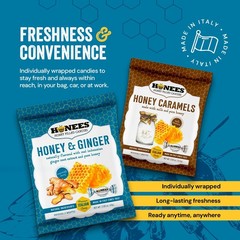 Honees Honey & Ginger Hard Candy Individually Wrapped | Natural & 1 Pack