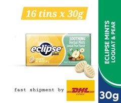 New Eclipse Plus Loquat Pear Tin 30g x 16’s Soothing Herbal Mints- DHL Express