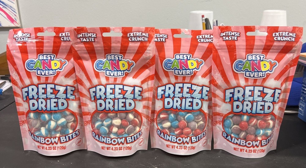 BEST CANDY EVER! Freeze Dried Candy Rainbow Bites 4 Packs Exp 5/20/2026