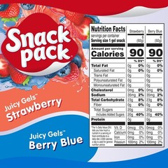 Snack Pack Strawberry & Berry Blue Juicy Gels Cups – 12 Count Family Pack