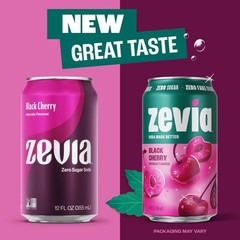 Zevia Zero Sugar Soda, Black Cherry, 12 oz Cans (8-Pack) 12 Fl Oz (Pack of 8)