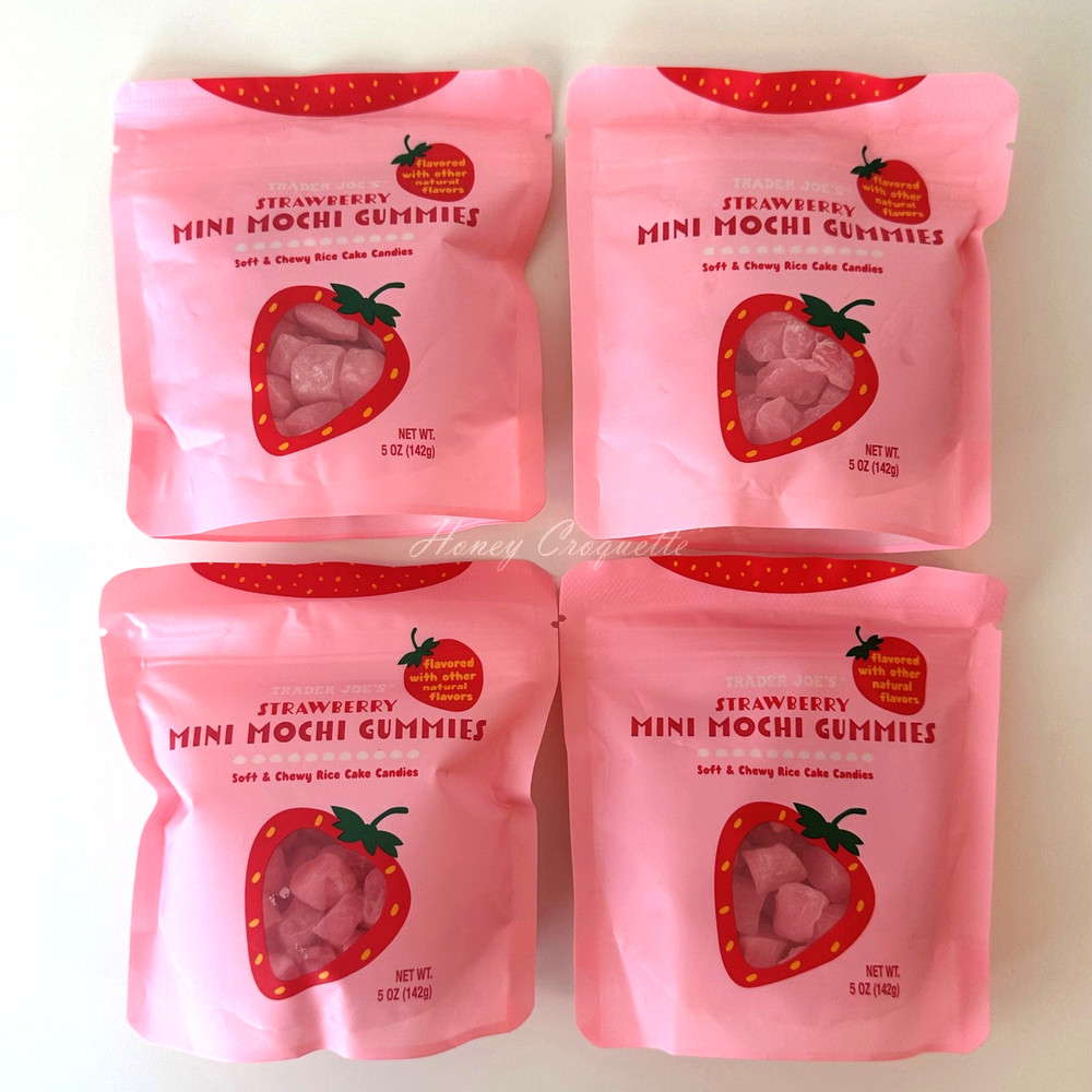 4 Pack Trader Joe’s Strawberry Mini Mochi Gummies 5 Oz Each LIMITED