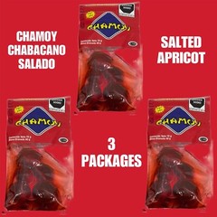 3 SOBRES CON CHAMOY CHABACANO SALADO – SALTED APRICOT (3 BAGS)