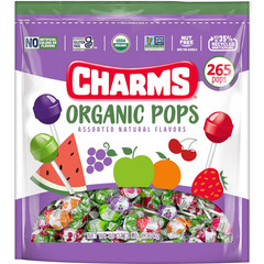 Organic USDA Fruit Lollipops 265 Count 6 Flavors 3lb Resealable Bag