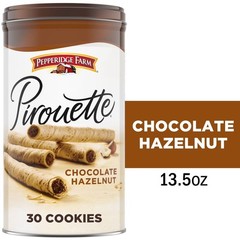 Pirouette Cookies, Chocolate Hazelnut Créme Filled Wafers, 13.5 oz Tin