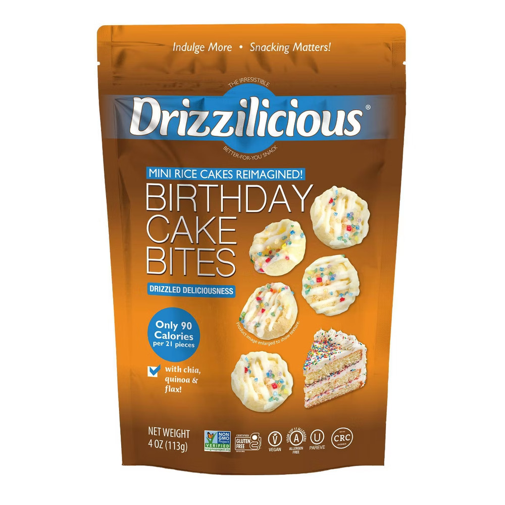 “Drizzilicious Birthday Cake Drizzled Mini Rice Cake – 4oz