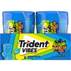 Trident Vibes SOUR PATCH KIDS Blue Raspberry Sugar Free Chewing Gum 40 Count