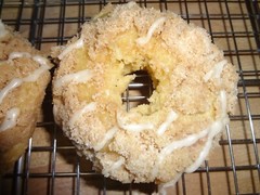 FLUFFY HOMEMADE BAKED COFFEE CAKE DONUTS WITH VANILLA GLAZE (6 DONUTS)