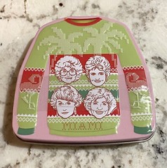 Golden Girls Miami Christmas Sweater Tin Holiday Palm Tree Candies – New