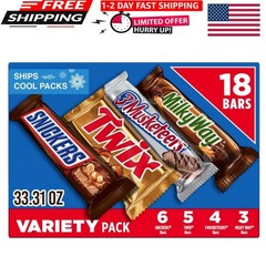 SNICKERS, TWIX, MILKY WAY & 3 MUSKETEERS Individually Wrapped Variety Pack Fu…