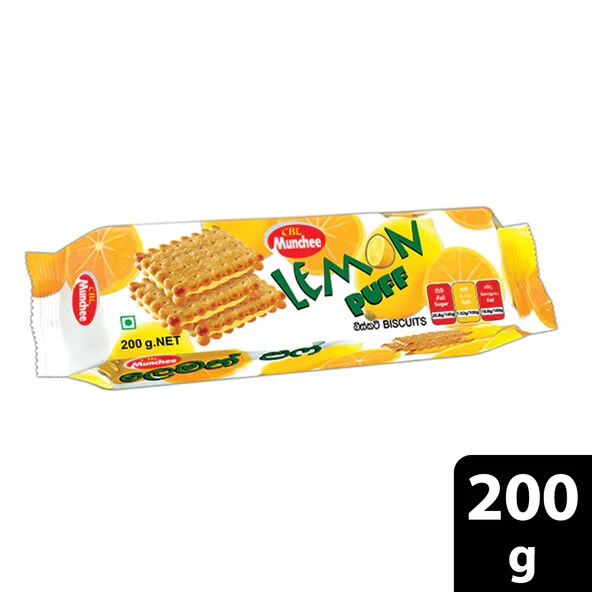 Munchee Lemon Puff Biscuits 200g – Genuine With Real Lemon Cream 100% Ceylon