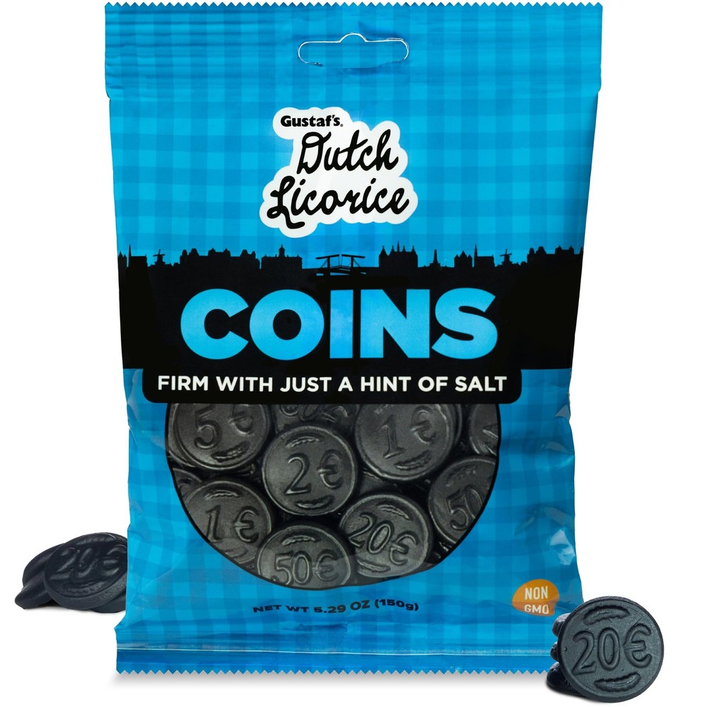 Gustaf’s Salted Dutch Licorice Coins – 5.2oz 5.29 Ounce (Pack of 1), Black
