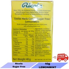 3 X 40g Ricola Herbal Sugar Free Fresh Pearls Lemon Mint Chewy Refreshment