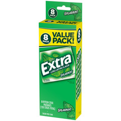 EXTRA Spearmint Sugarfree Chewing Gum, 15 Pieces (Pack of 16)